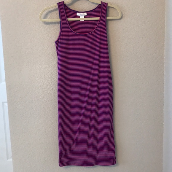 Purple and blue striped maternity dress - Picture 1 of 2